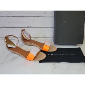 Marc by Marc Jacobs Neon Logo Mini Wedge Sandal NUDE / NEON ORANGE